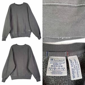 Champion Sweatshirt Women’s Size Medium M Gray Pullover Crewneck Distressed